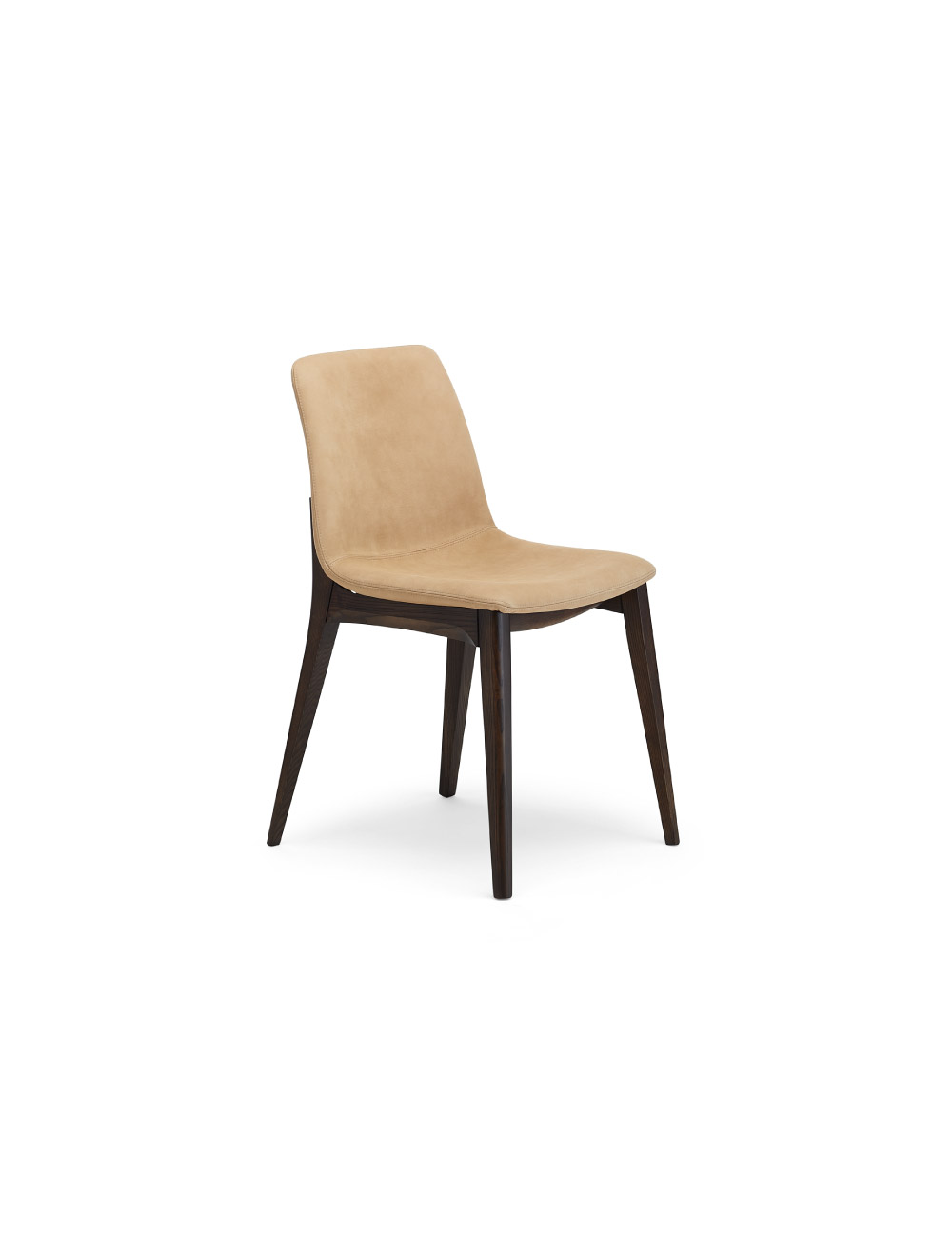 Sedia in pelle con struttura in legno di frassino Isabel senza braccioli con rivestimenti personalizzabili